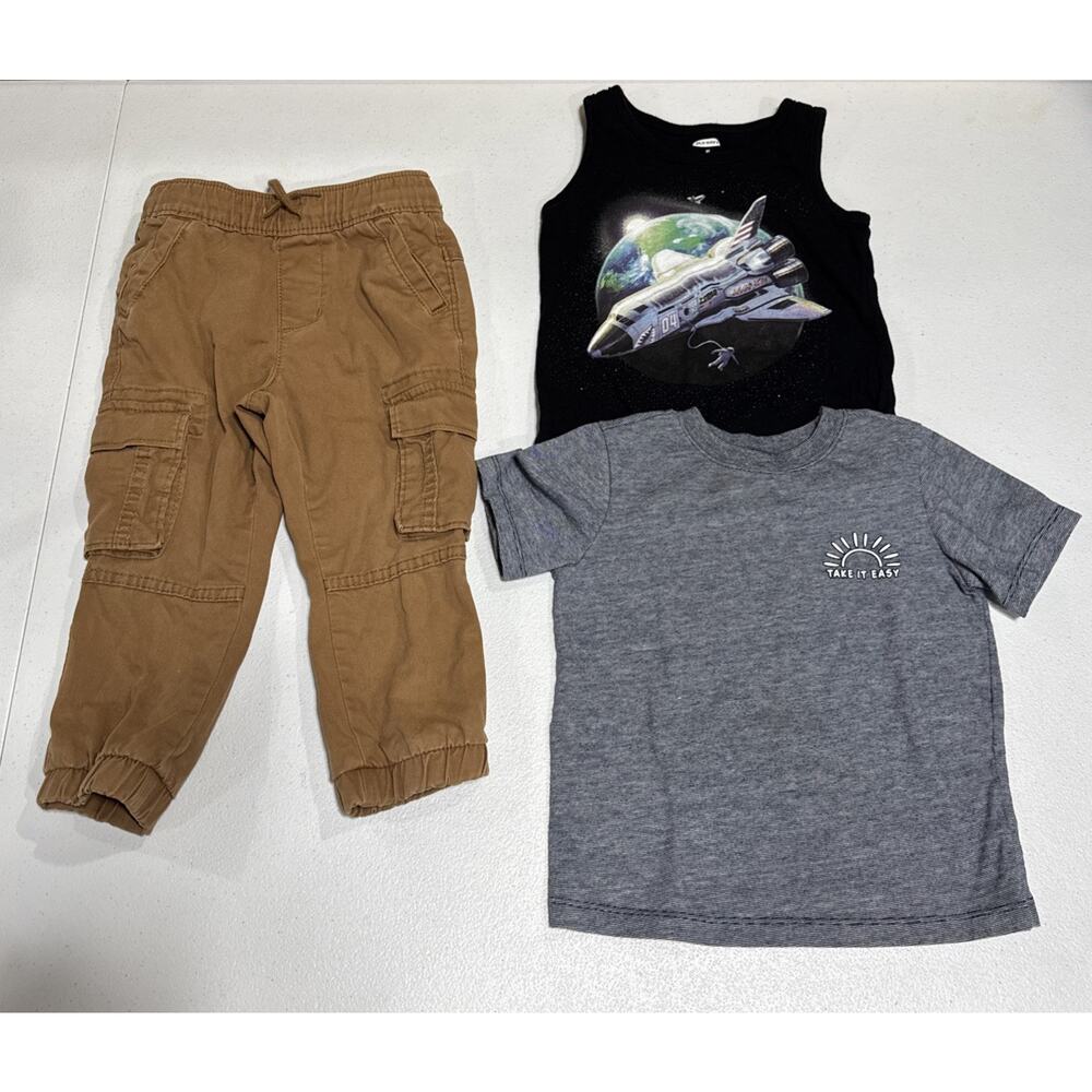 Toddler Boy 2T Old Navy Cargo Joggers, Tank & Garanimals Tee Casual, Daycare